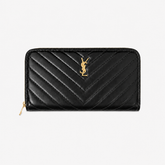 Black Leather Chevron YL Wallet