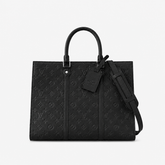 Black Monogram Leather Tote Bag