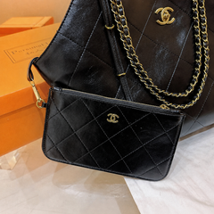 Black Leather CC Commuter Shoulder Bag