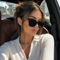 Oversized Black CC Gold Detai Sunglasses
