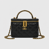 Luxury Black CC Quilted Makeup Bag