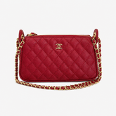 Red Leather CC Shoulder Bag