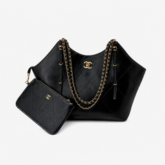 Black Leather CC Commuter Shoulder Bag