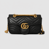 Black GG Leather Flap Chain Bag