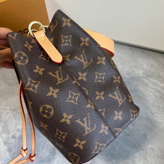 Leather Monogram Bucket Bag