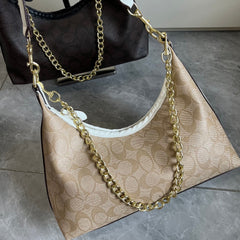 Leather Khaki Hobo Shoulder Bag
