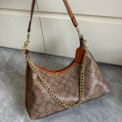 Leather Brown Pattern Hobo Shoulder Bag