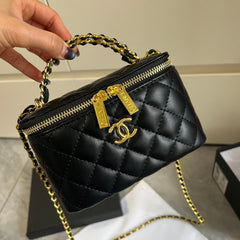 Luxury Black CC Quilted Makeup Bag