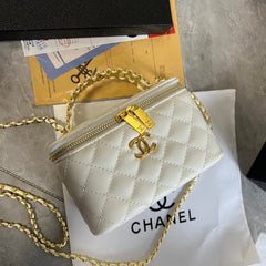 Luxury White CC Quilted Makeup Bag