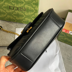 Black GG Leather Flap Chain Bag