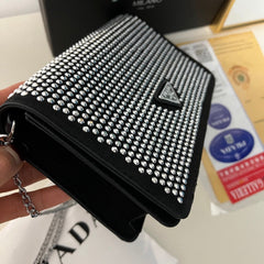 Crystal Embellished PR Mini Chain Bag