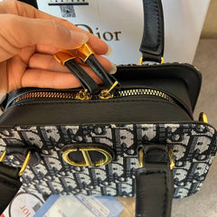 Vintage Black Canvas CD Crossbody Bag