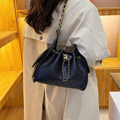 Black Leather CC Bucket Bag