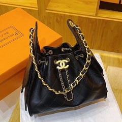Black Leather CC Bucket Bag