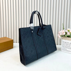 Black Monogram Leather Tote Bag