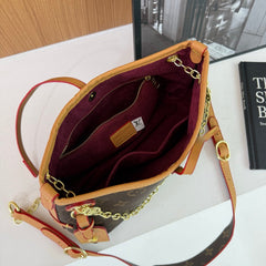 Leather Trim Chain Hobo Bag