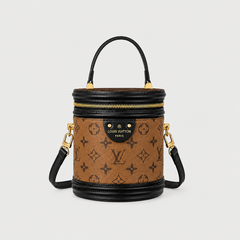Structured Leather Monogram Bucket Bag
