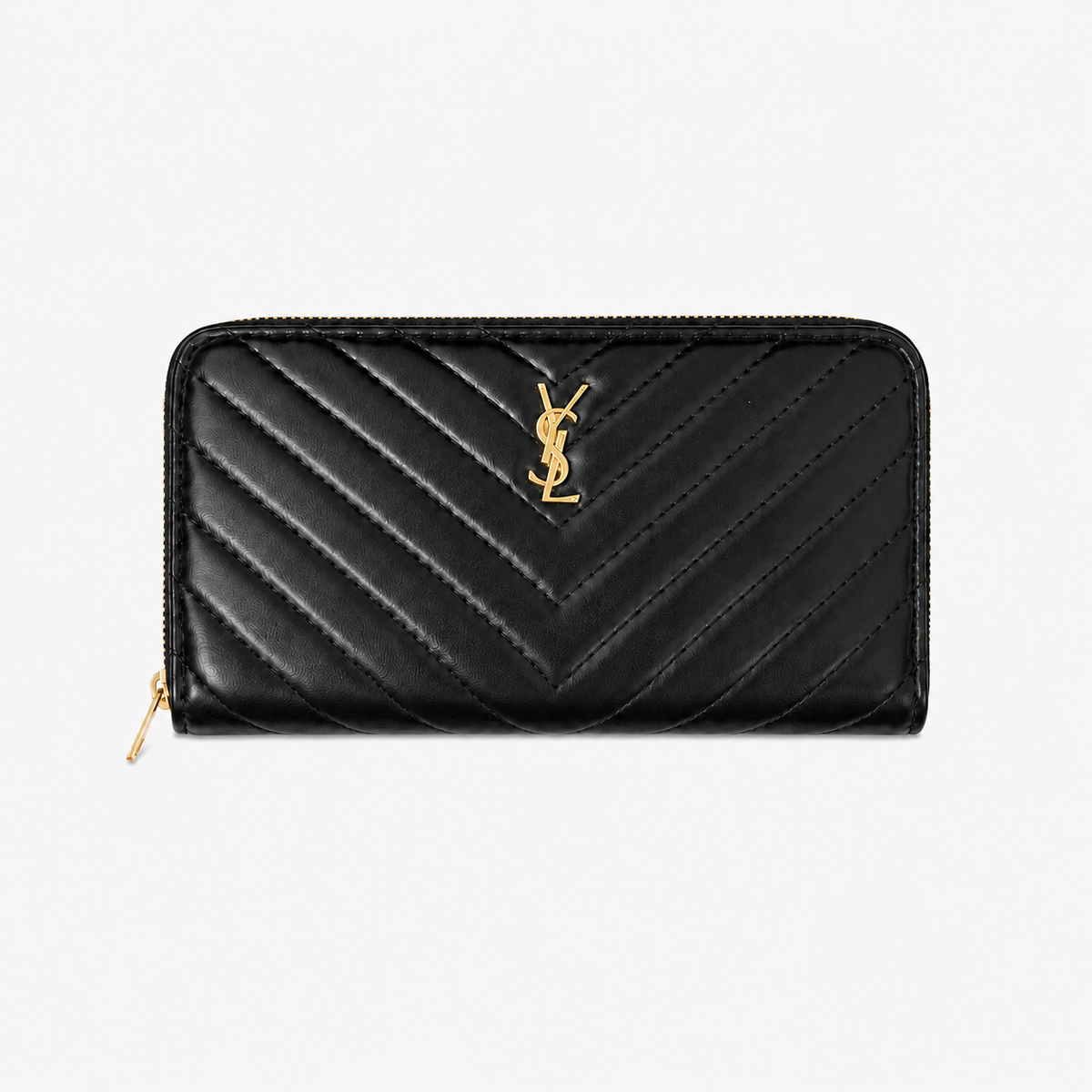 Black Leather Chevron YL Wallet