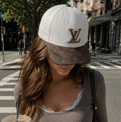 White Brown Casual Baseball Hat