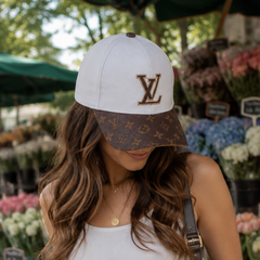 White Brown Casual Baseball Hat