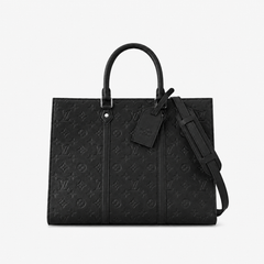 Black Monogram Leather  Tote Bag