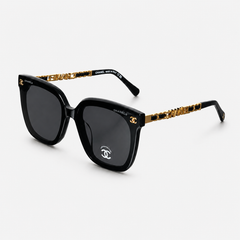 Oversized Black CC Gold Detai Sunglasses