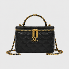 Luxury Black CC Quilted Makeup Bag
