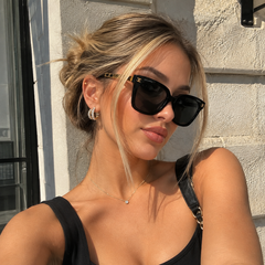 Oversized Black CC Gold Detai Sunglasses