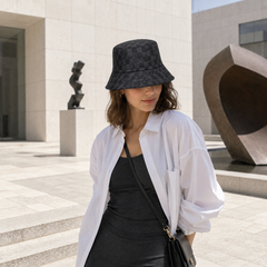 Check Canvas Travel Bucket Hat