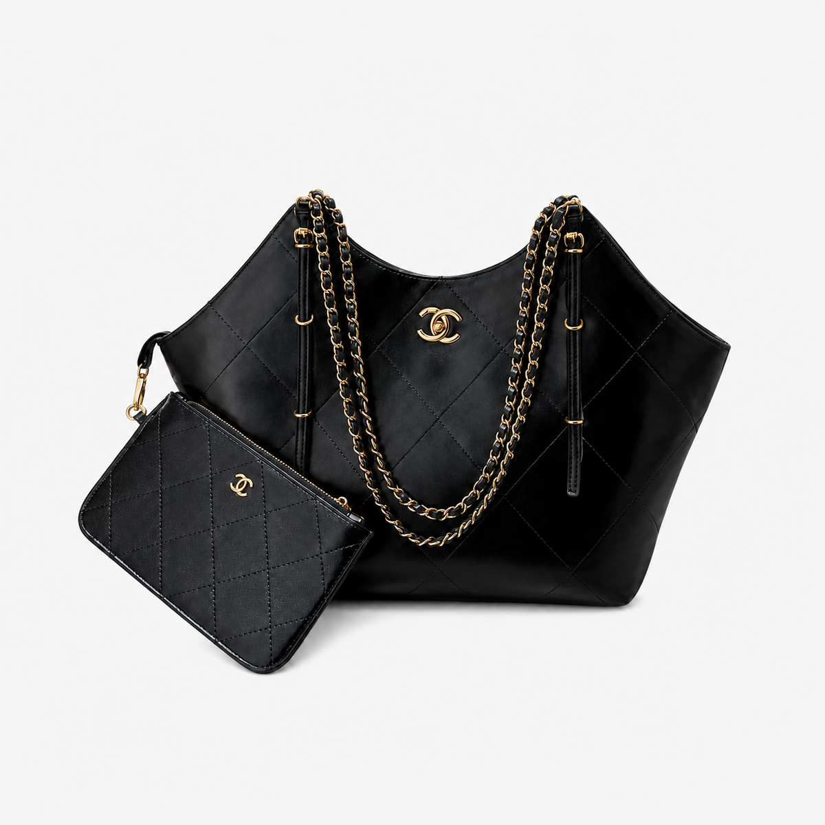 Black Leather CC Commuter Shoulder Bag