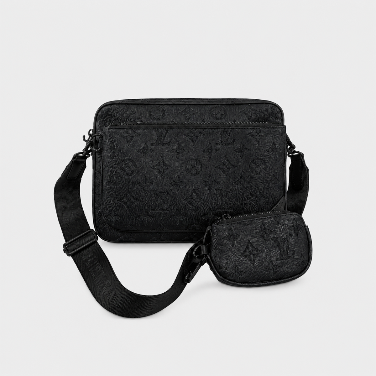 Leather Monogram Crossbody Messenger Bag