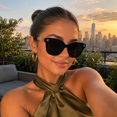 Fashion Black CC with Gold Detai Sunglasses