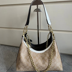 Leather Khaki Hobo Shoulder Bag