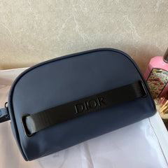Navy Blue Leather  Mini Cosmetic Bag