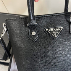 Leather PR Inspired Black Mini Tote Crossbody Bag