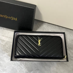 Black Leather Chevron YL Wallet
