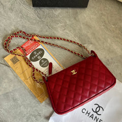 Red Leather CC Shoulder Bag