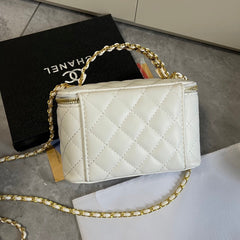 Luxury White CC Quilted Makeup Bag