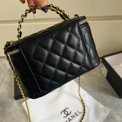 Luxury Black CC Quilted Makeup Bag