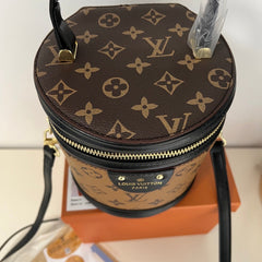 Structured Leather Monogram Bucket Bag