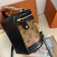Structured Leather Monogram Bucket Bag