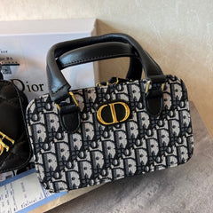 Vintage Black Canvas CD Crossbody Bag