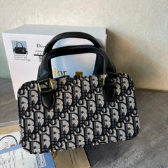 Vintage Black Canvas CD Crossbody Bag