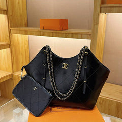 Black Leather CC Commuter Shoulder Bag