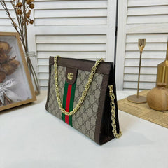 Classic GG Stripe Leather Shoulder Bag