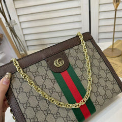 Classic GG Stripe Leather Shoulder Bag