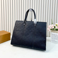 Black Monogram Leather  Tote Bag