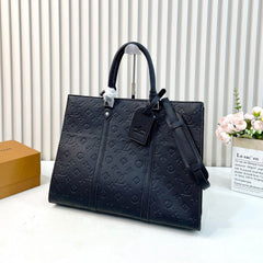 Black Monogram Leather  Tote Bag