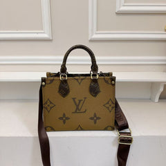 Classic Dual-Color Leather Tote Bag