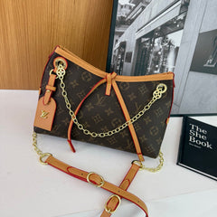 Leather Trim Chain Hobo Bag